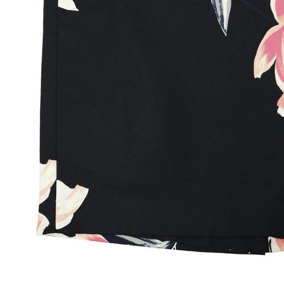 Ann Taylor Factory Floral Pencil Skirt Womens Sz 10 Black Pink Back Zip Slit NEW - Picture 10 of 16